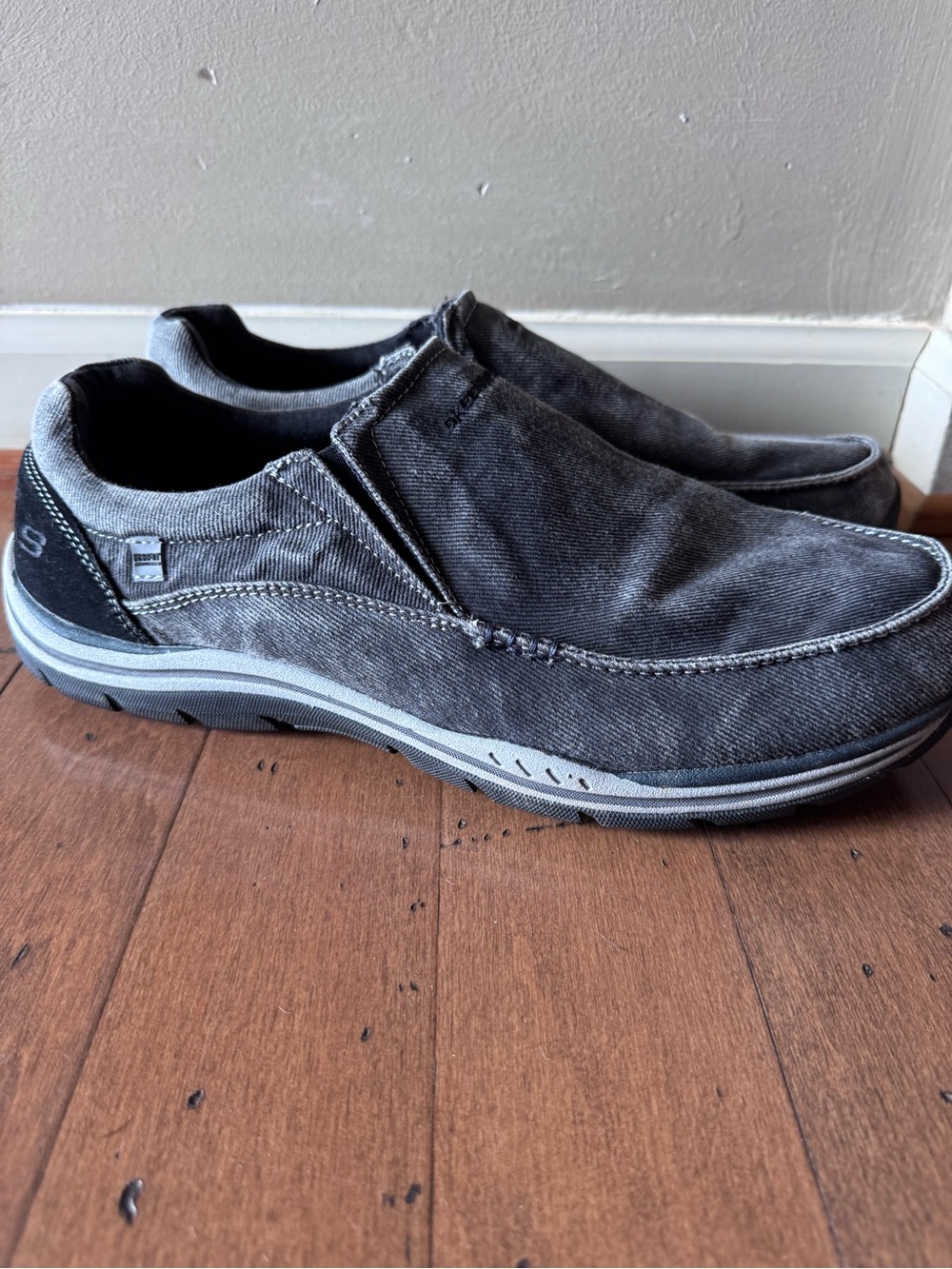 Skechers Men's Slip-On Loafers in Charcoal and Black